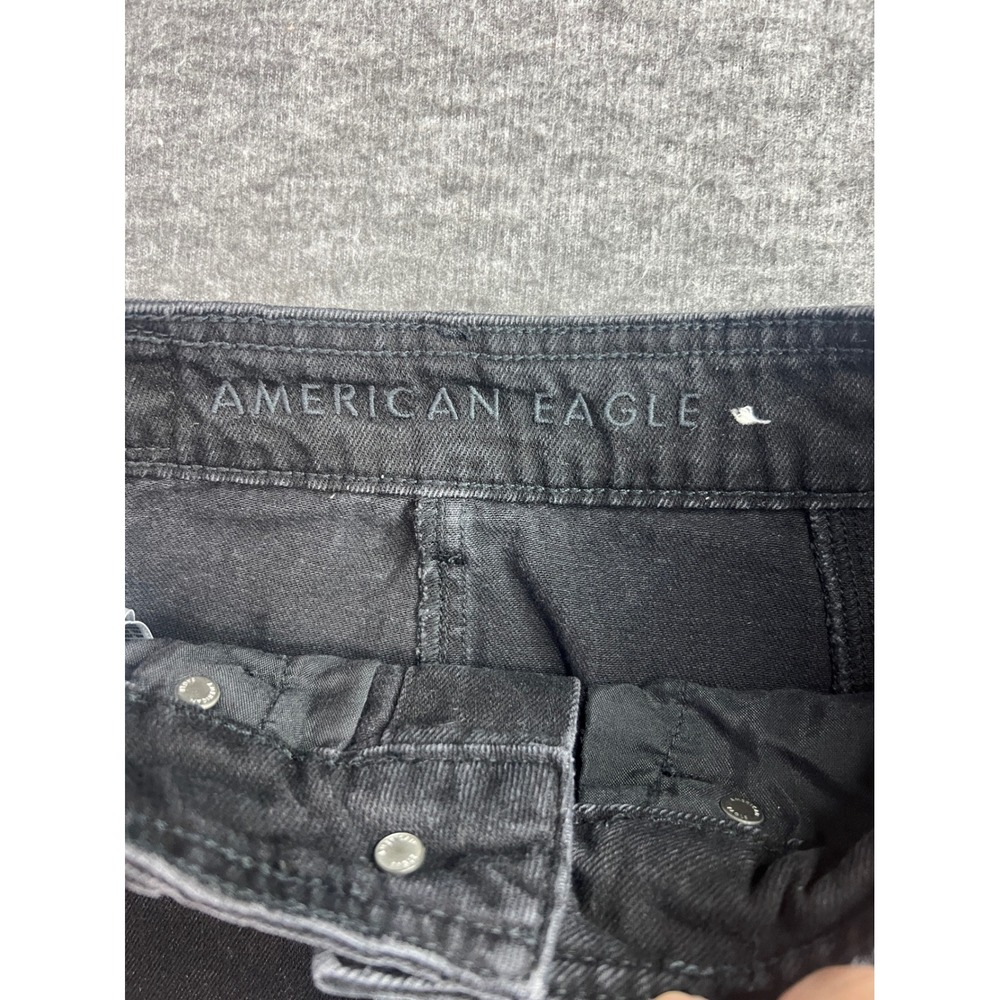 American Eagle HI Rise A Line Black Denim Button Front Mini Skirt Size 00 - Picture 5 of 11